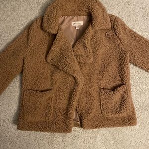 Beige Philosophy Waist Length Teddy Jacket